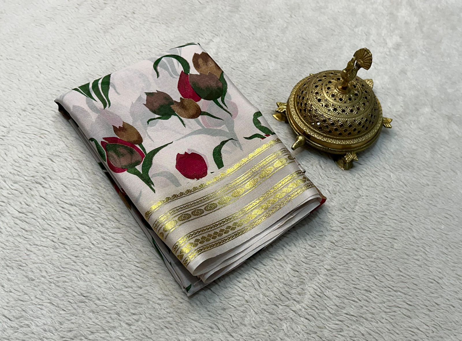 Stunning Floral Print Mysore Silk Sarees with Patta Pallu