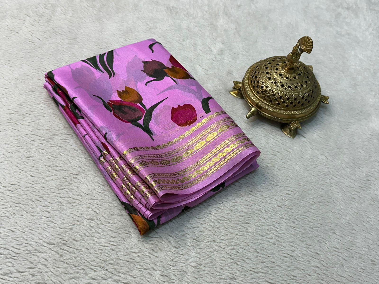 Exquisite Floral Print Mysore Silk Sarees - Perfect for Festive Wear