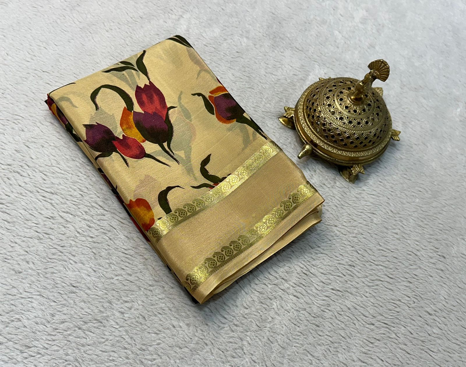 Vibrant Floral Print Mysore Silk Sarees for Special Occasions