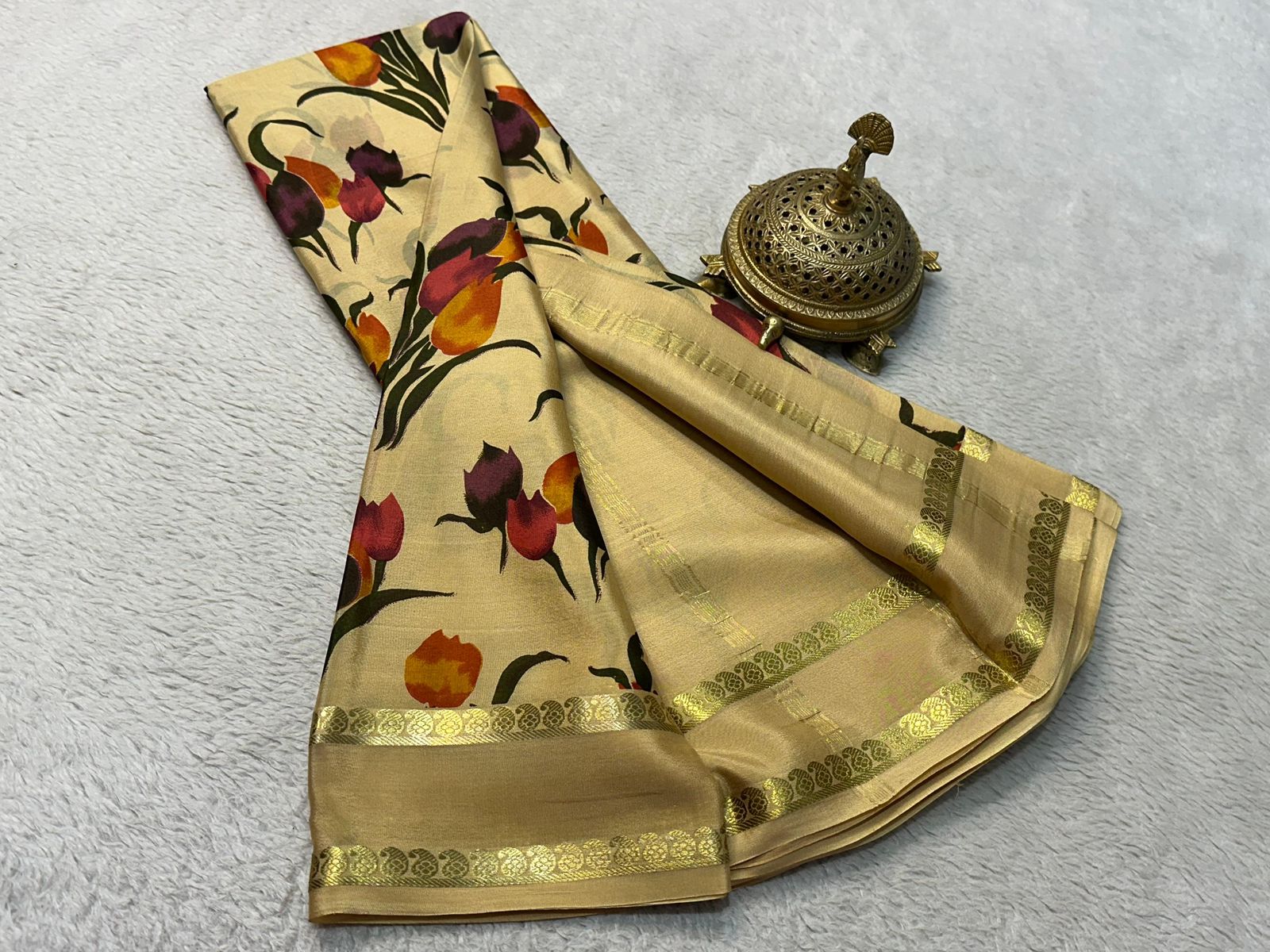Vibrant Floral Print Mysore Silk Sarees for Special Occasions