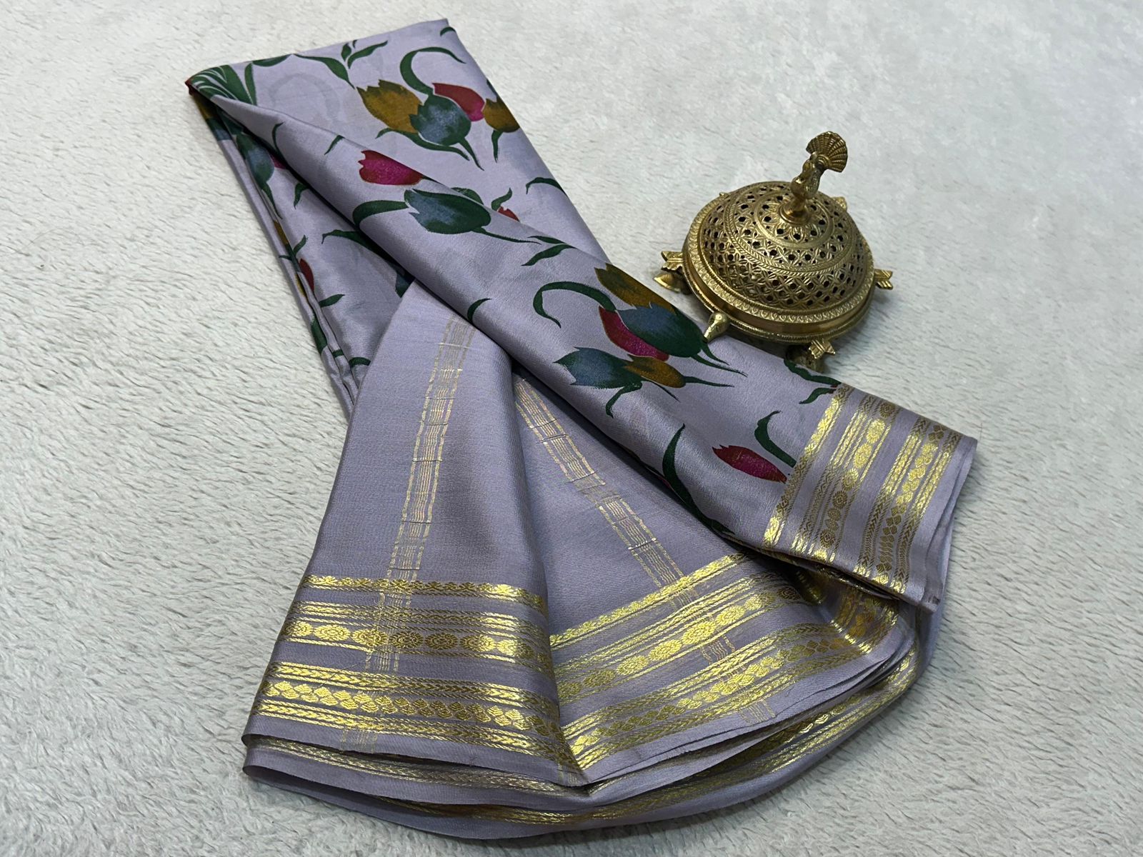 Floral Print Mysore Silk Sarees - Perfect for Weddings