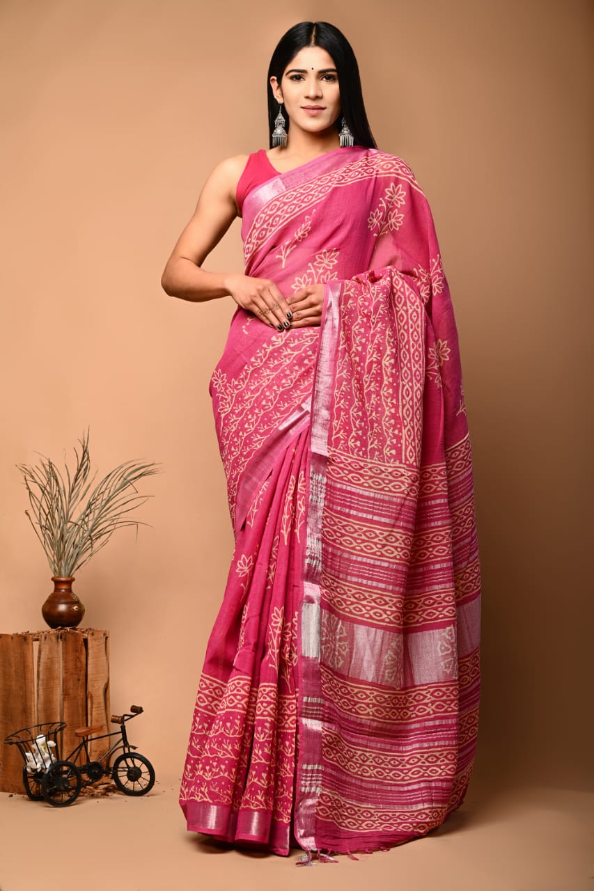 Pure Linen Glam: A Saree for Every Festivity
