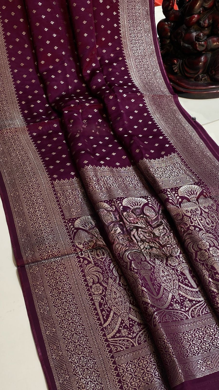 Light weight pure mashrow silk along with beautiful  weaving
