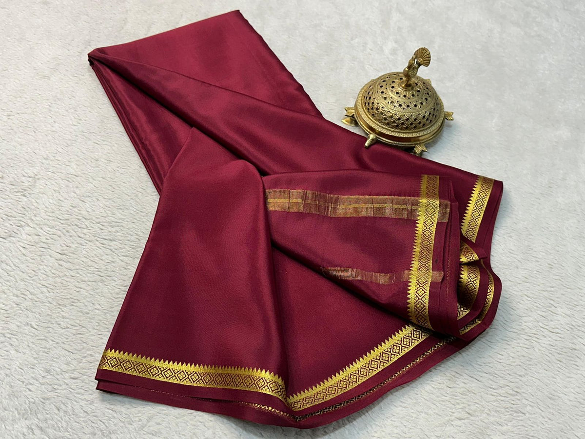 Solid Color Saree Dazzling Mysore Silk Crepe Sarees in Solid Colors – Mysore Pattu