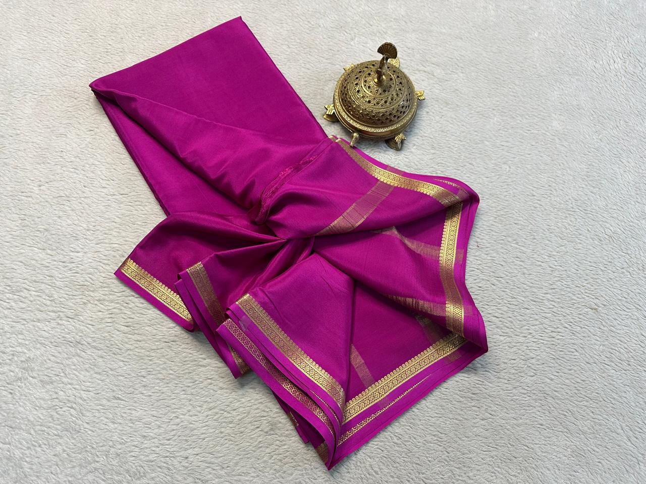 Mesmerize in Mysore Silk: Crepe Sarees with Small Border