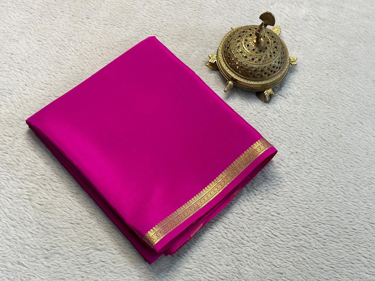 Unveil Grace: Small Border Sarees with Intricate Line Pallu in Bold Solid Shades