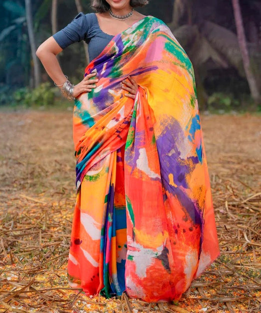 Celebrate Holi in Style: Vibrant Multicolour Cotton Printed Sarees for a Festive Look!