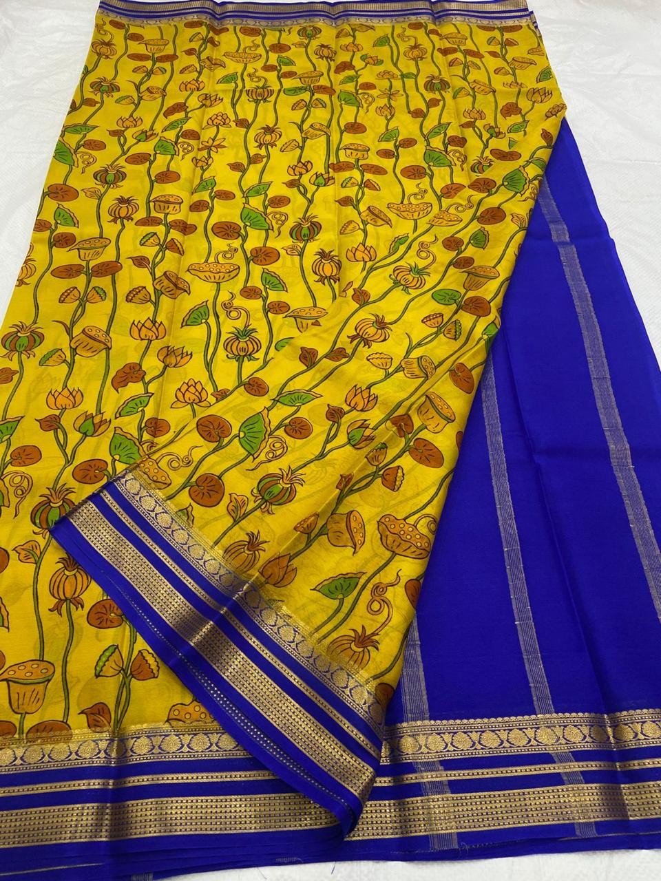 Kalamkari Printed Crepe Silk Sarees – Premium Quality