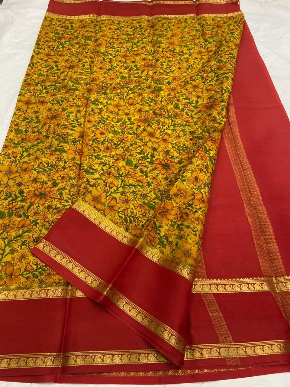 Buy Crepe Silk Sarees Online – Printed Kalamkari Work