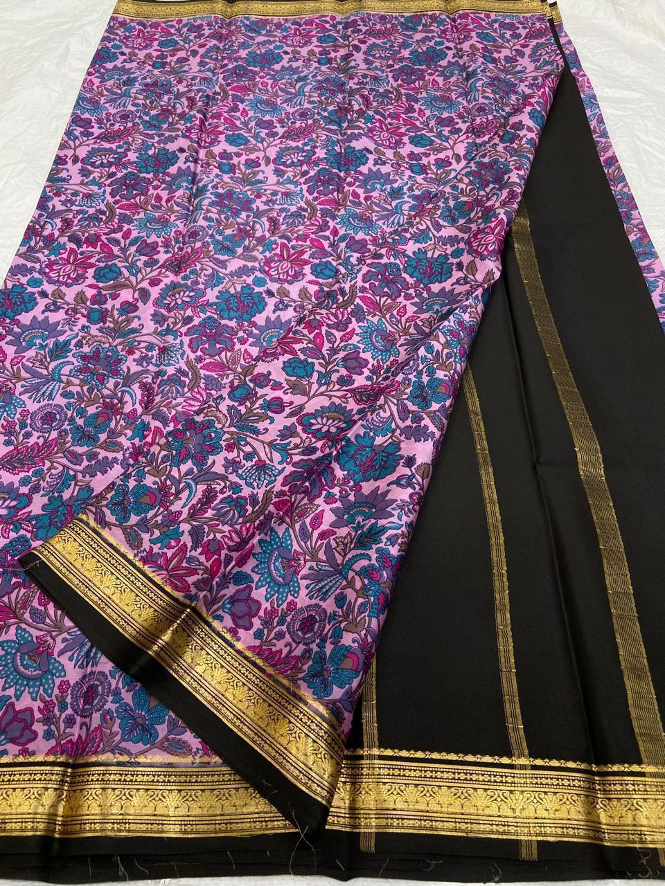 Online Shopping – Kalamkari Printed Crepe Silk Sarees