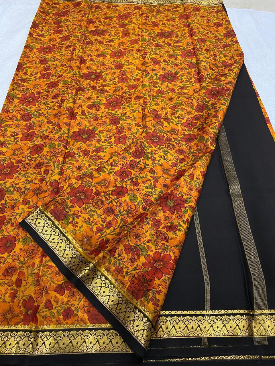 Crepe Silk Sarees with Line Pallu & Contrast Border