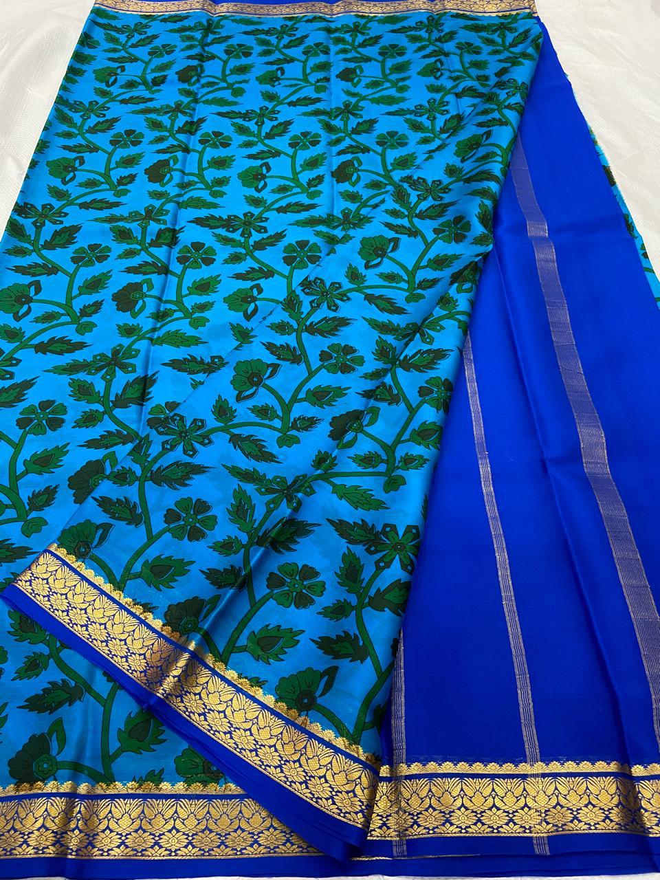 Designer Printed Crepe Silk Sarees Online Shopping