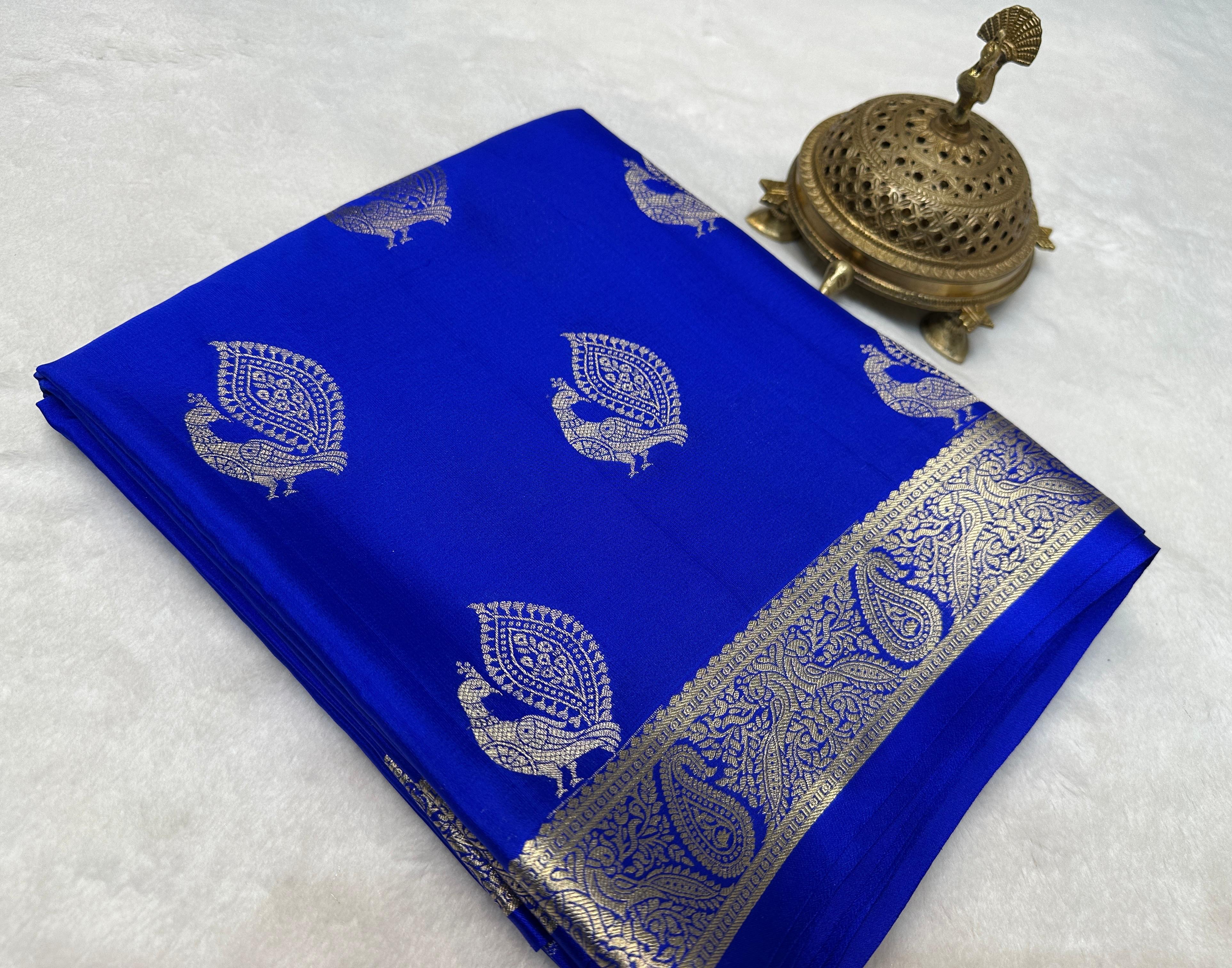 Pure Mysore Silk Sarees with Peacock Motifs Online