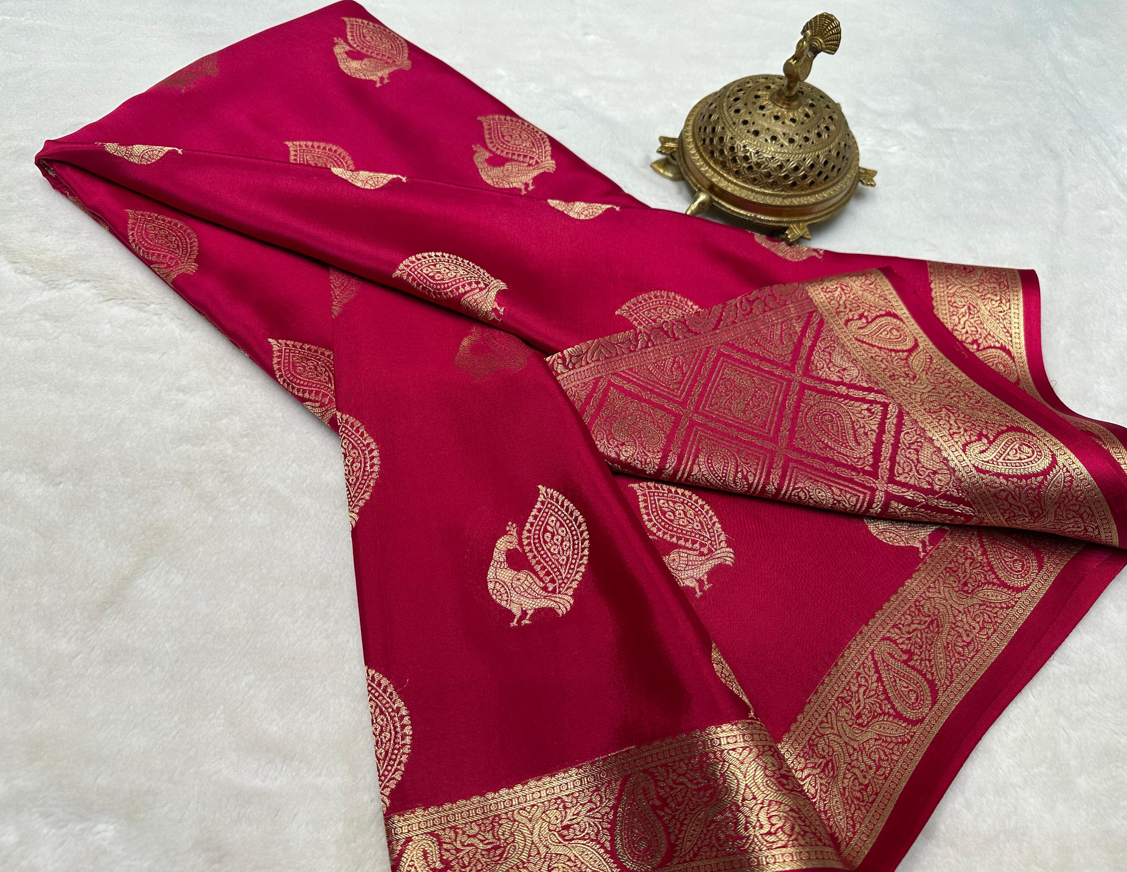 Pure Mysore Silk Sarees with Peacock Motifs Online