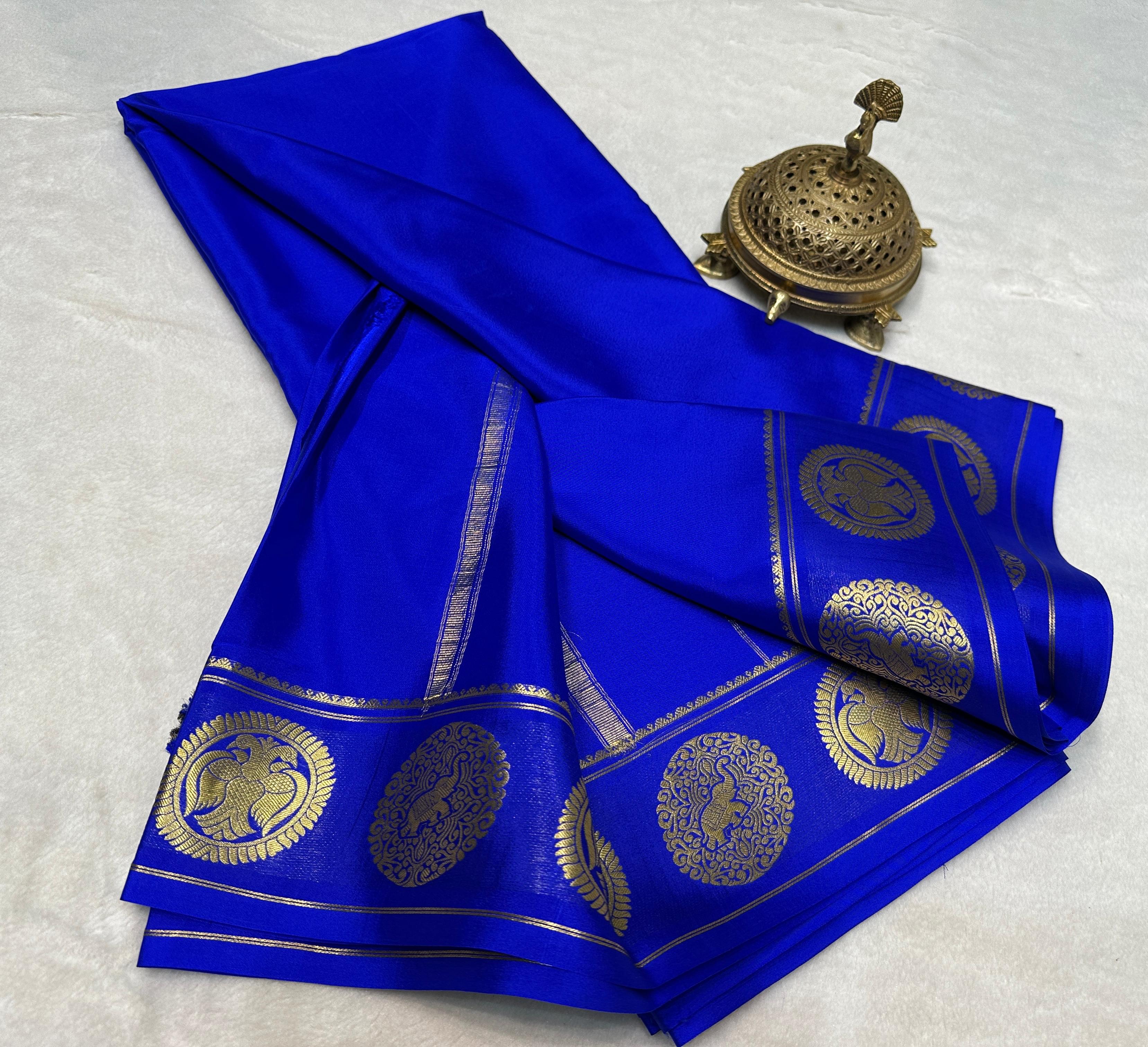 Pure Soft Silk Saree with Gandaberunda & Elephant Design Border