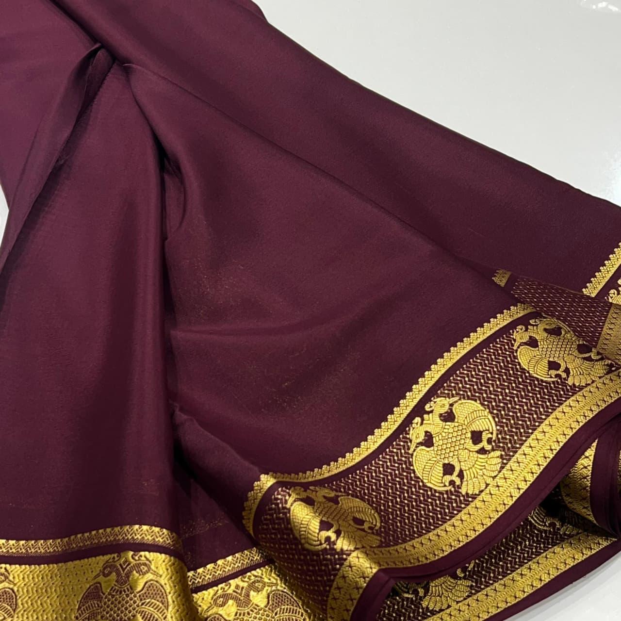 Self-Color Pure Soft Silk Saree with Elegant Elephant Motifs