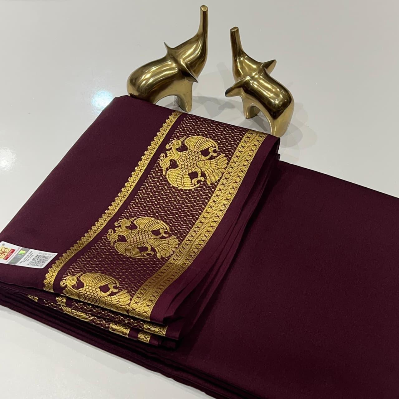Self-Color Pure Soft Silk Saree with Elegant Elephant Motifs