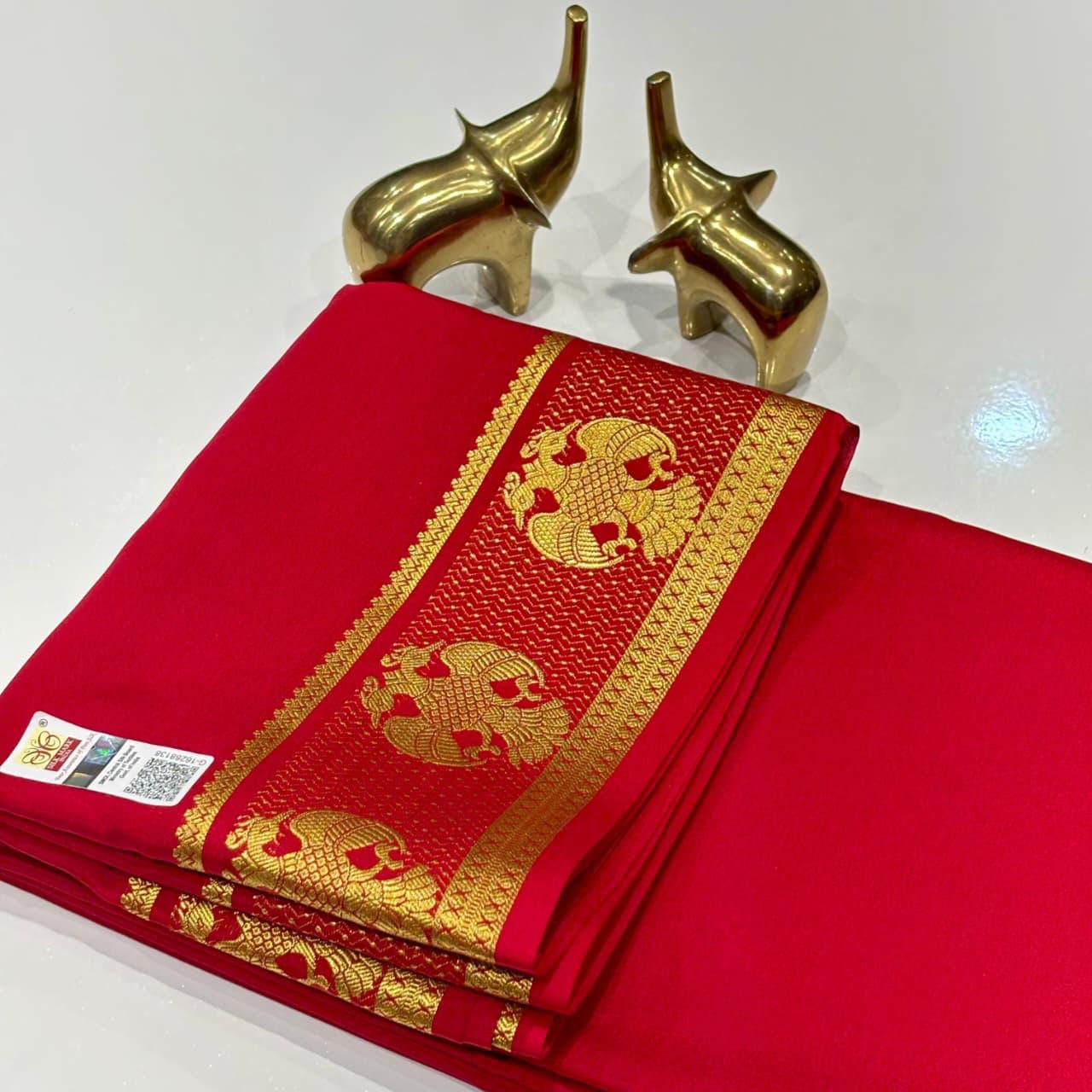Self-Color Pure Soft Silk Saree with Elegant Elephant Motifs