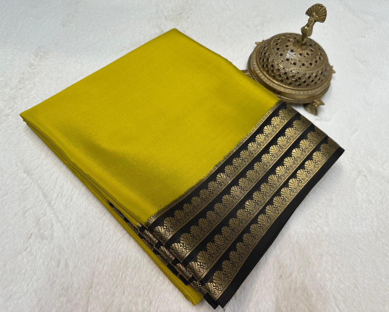 Beautiful Contrast Border Semi Mysore Silk Sarees Collection