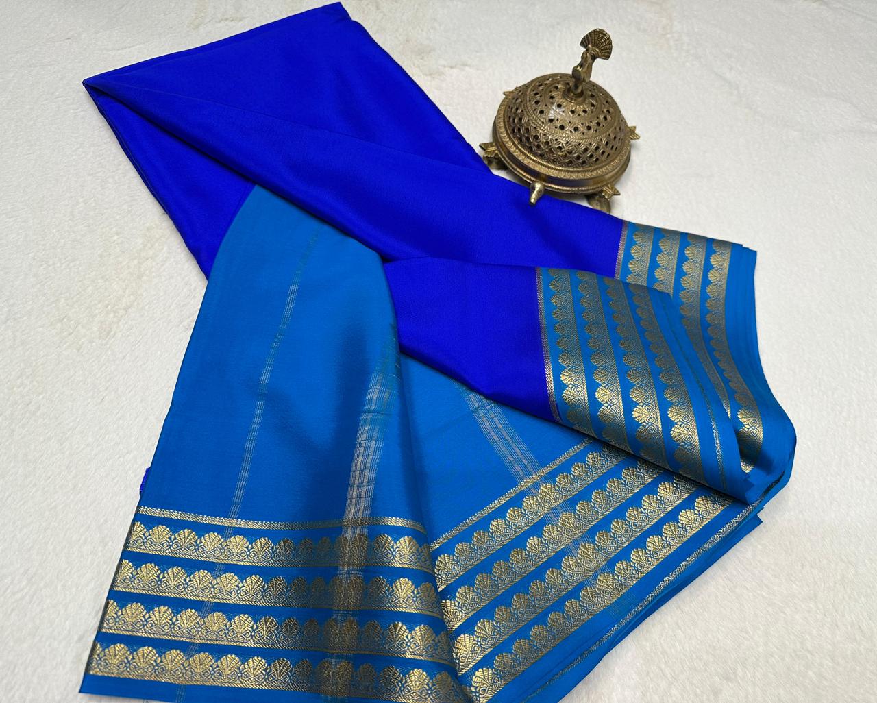 Beautiful Contrast Border Semi Mysore Silk Sarees Collection