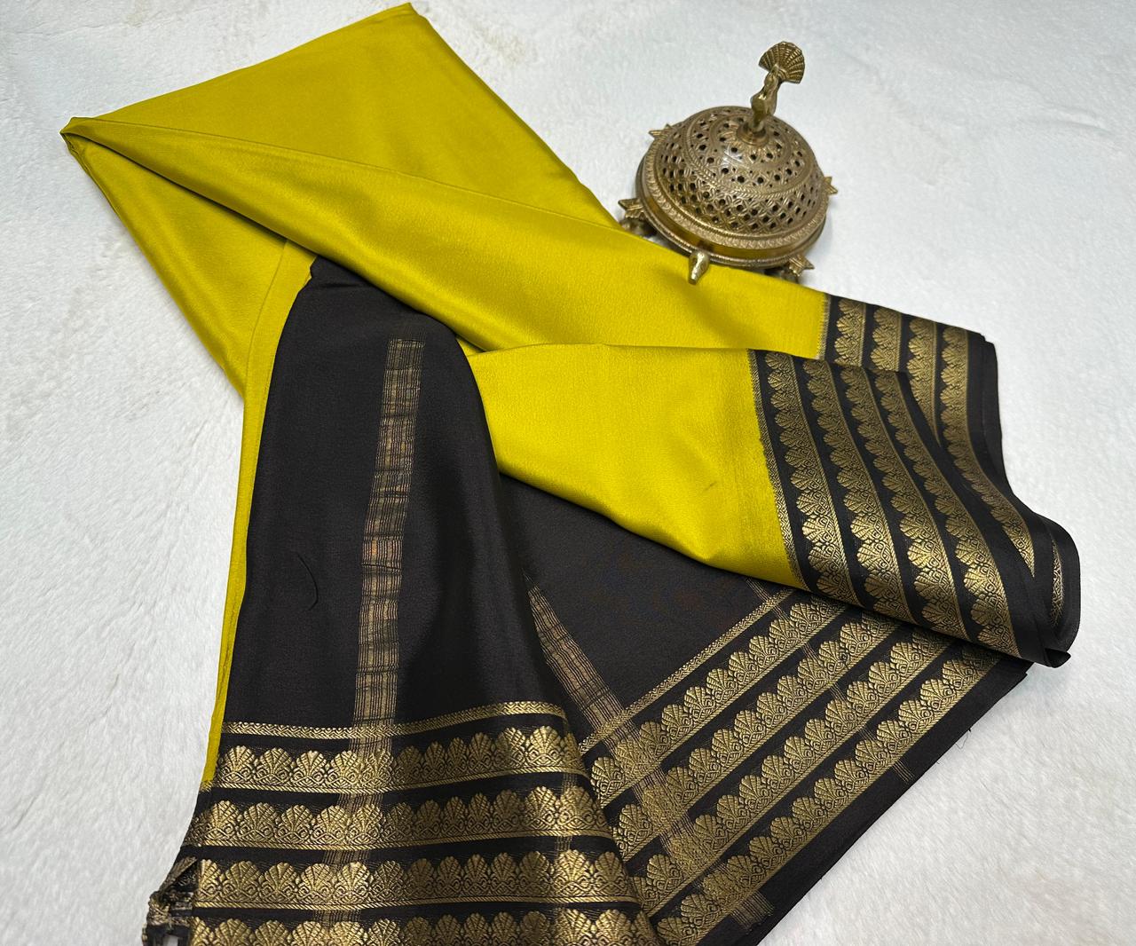 Beautiful Contrast Border Semi Mysore Silk Sarees Collection