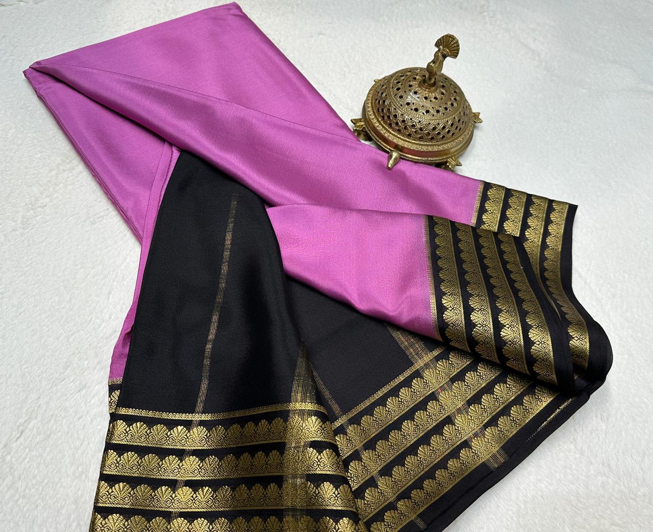 Beautiful Contrast Border Semi Mysore Silk Sarees Collection