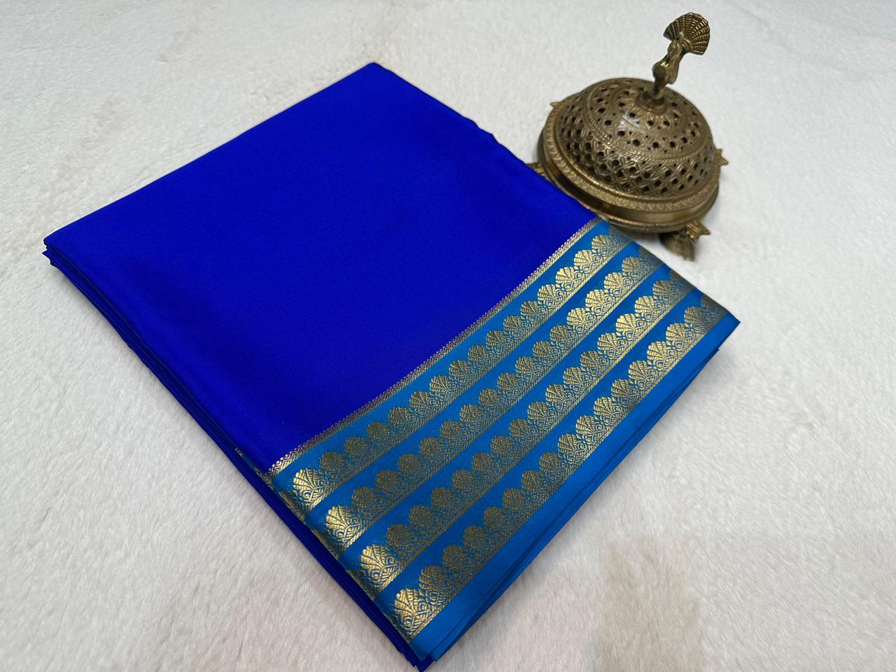 Beautiful Contrast Border Semi Mysore Silk Sarees Collection