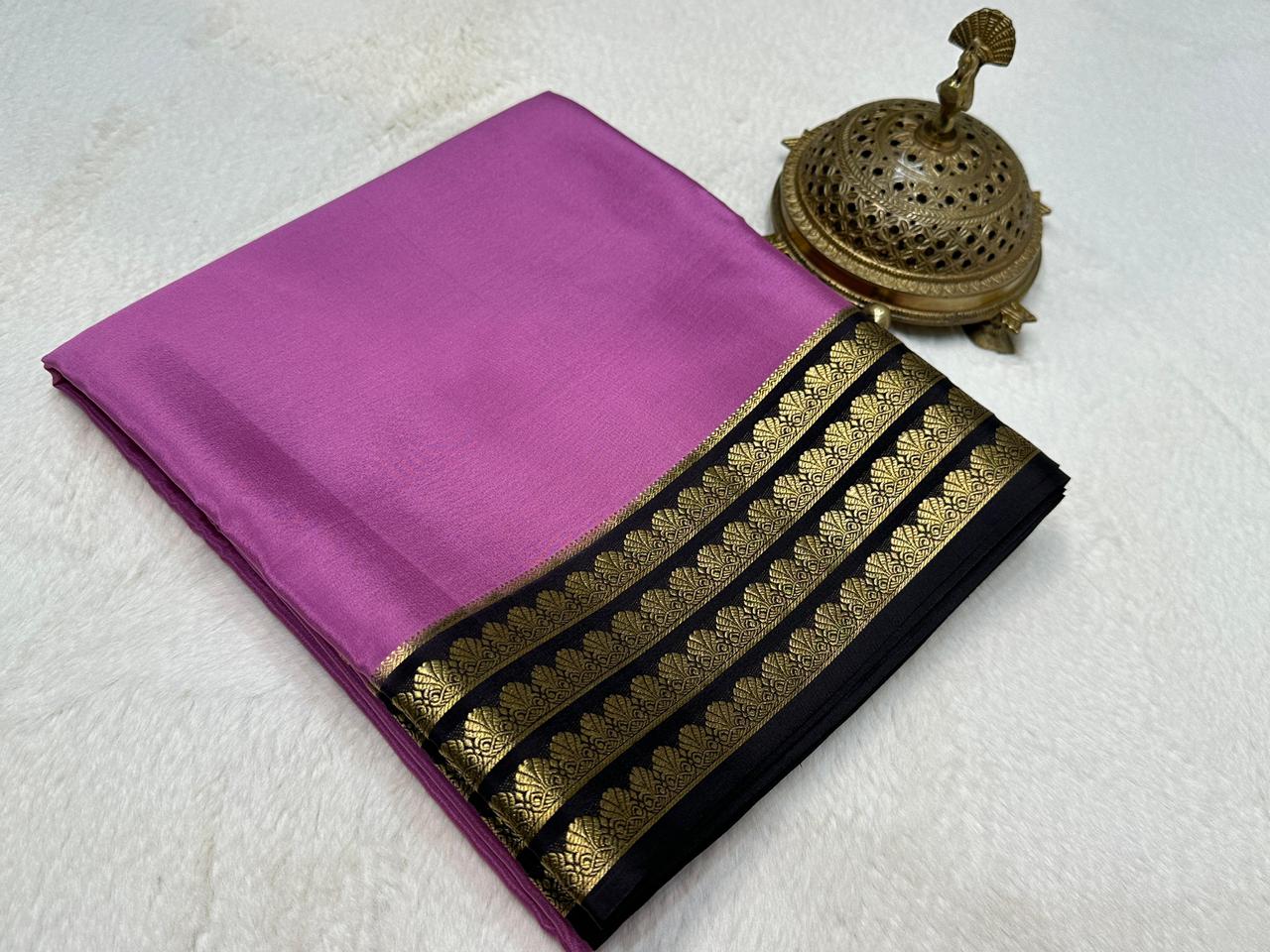 Beautiful Contrast Border Semi Mysore Silk Sarees Collection