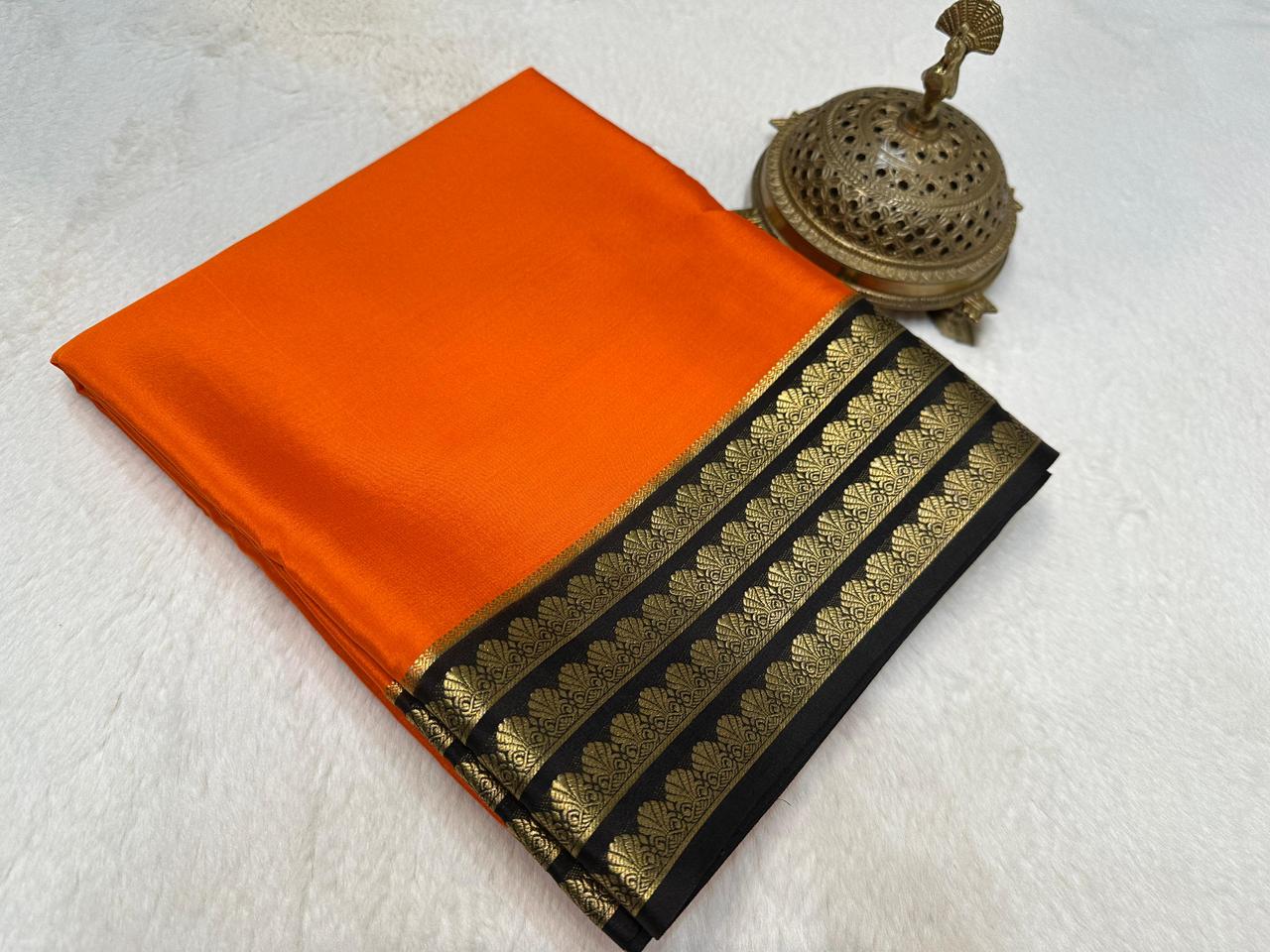 Beautiful Contrast Border Semi Mysore Silk Sarees Collection
