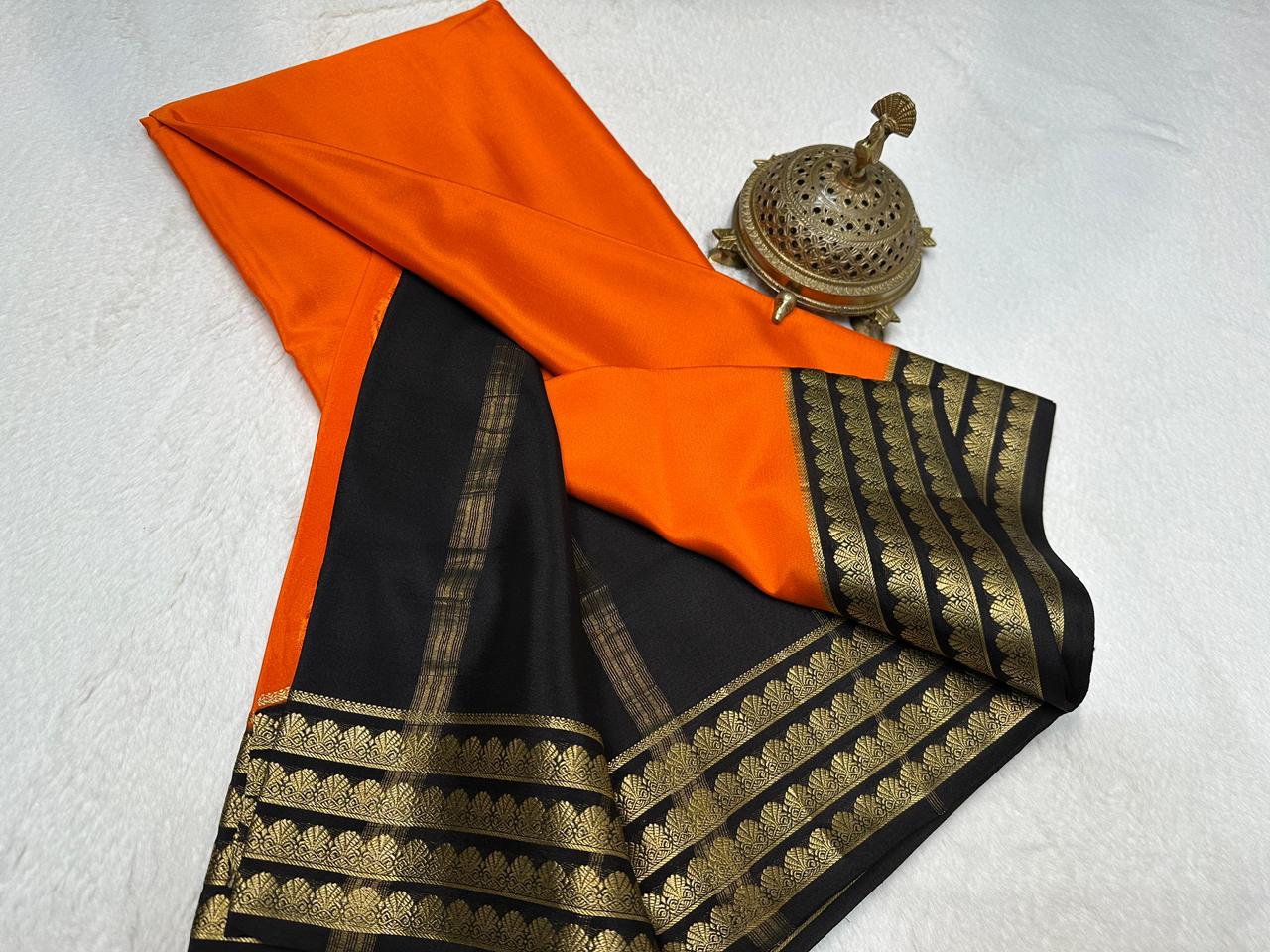 Beautiful Contrast Border Semi Mysore Silk Sarees Collection