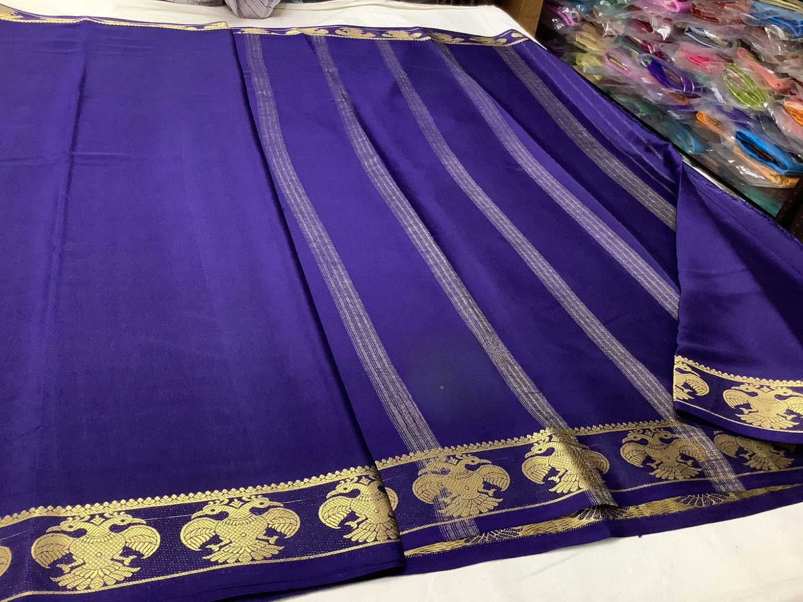 Traditional Semi Mysore Silk Saree with Rich Contrast Colors