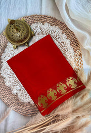 Premium Solid Color Mysore Silk Saree – Semi-Soft with Peacock Border