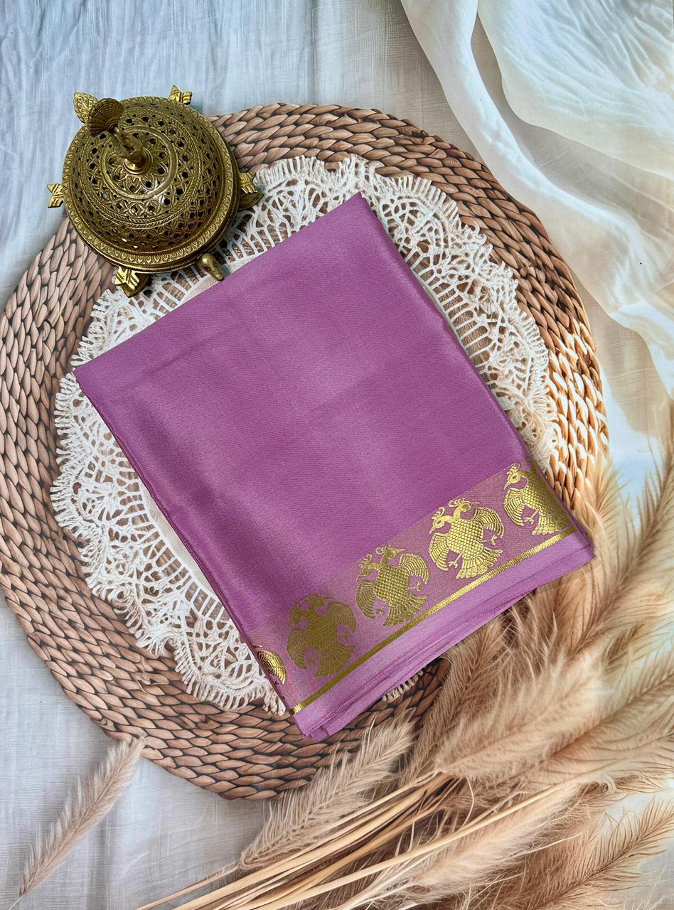 Buy Traditional Mysore Silk Sarees – Semi-Soft Peacock Border Collection