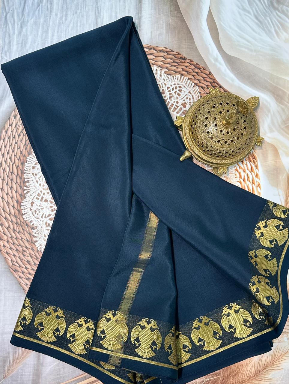 Buy Traditional Mysore Silk Sarees – Semi-Soft Peacock Border Collection