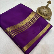 Luxurious Crepe Soft Silk Saree – Traditional Bentex Border & Solid Hues