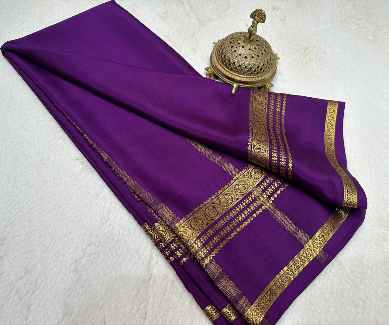 Luxurious Crepe Soft Silk Saree – Traditional Bentex Border & Solid Hues