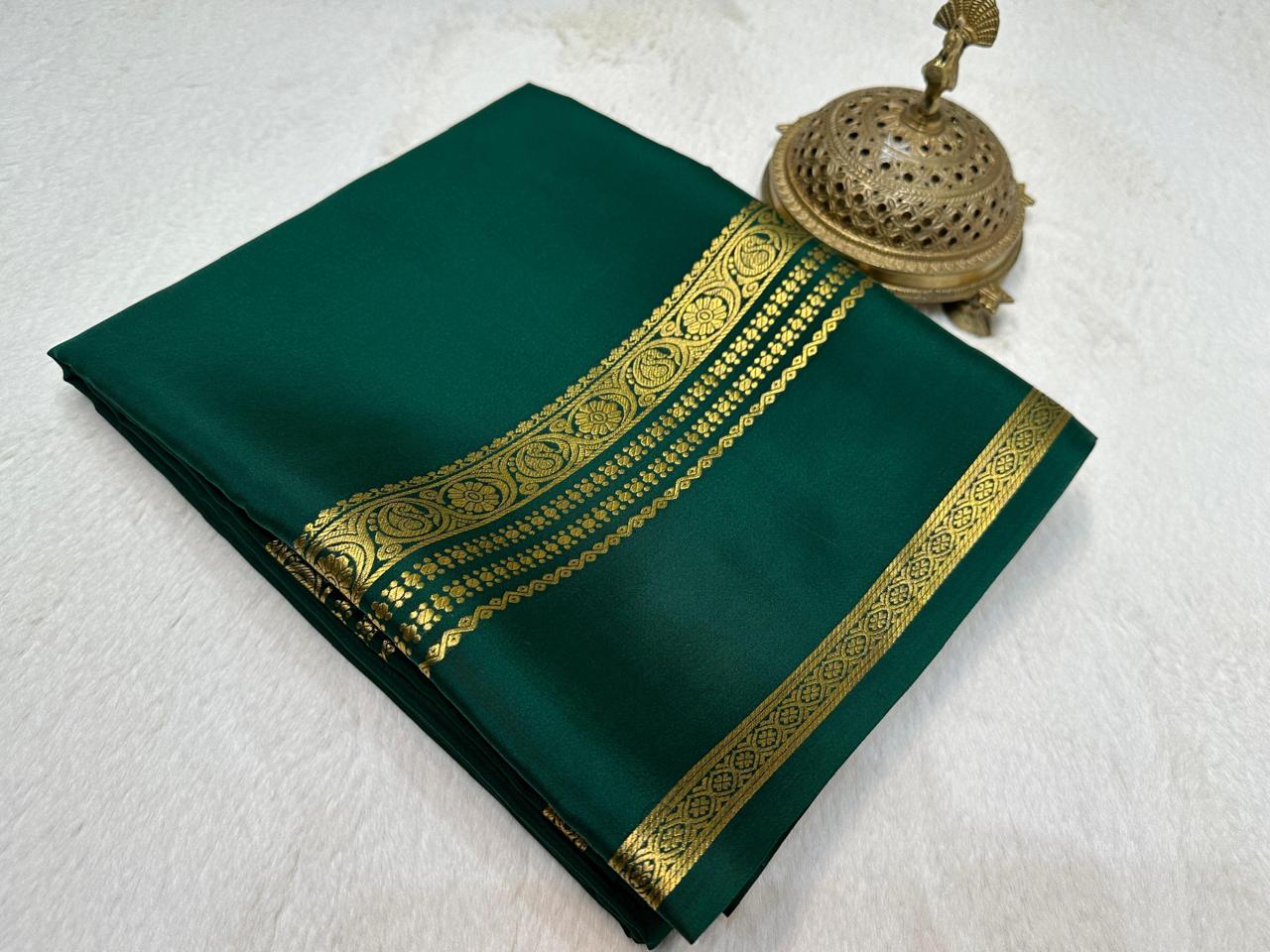 Exclusive Crepe Silk Saree with Elegant Bentex Border in Solid Colours