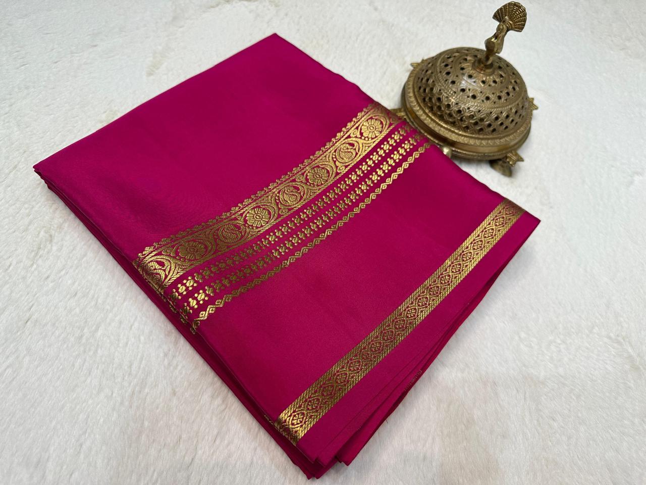 Exclusive Crepe Silk Saree with Elegant Bentex Border in Solid Colours