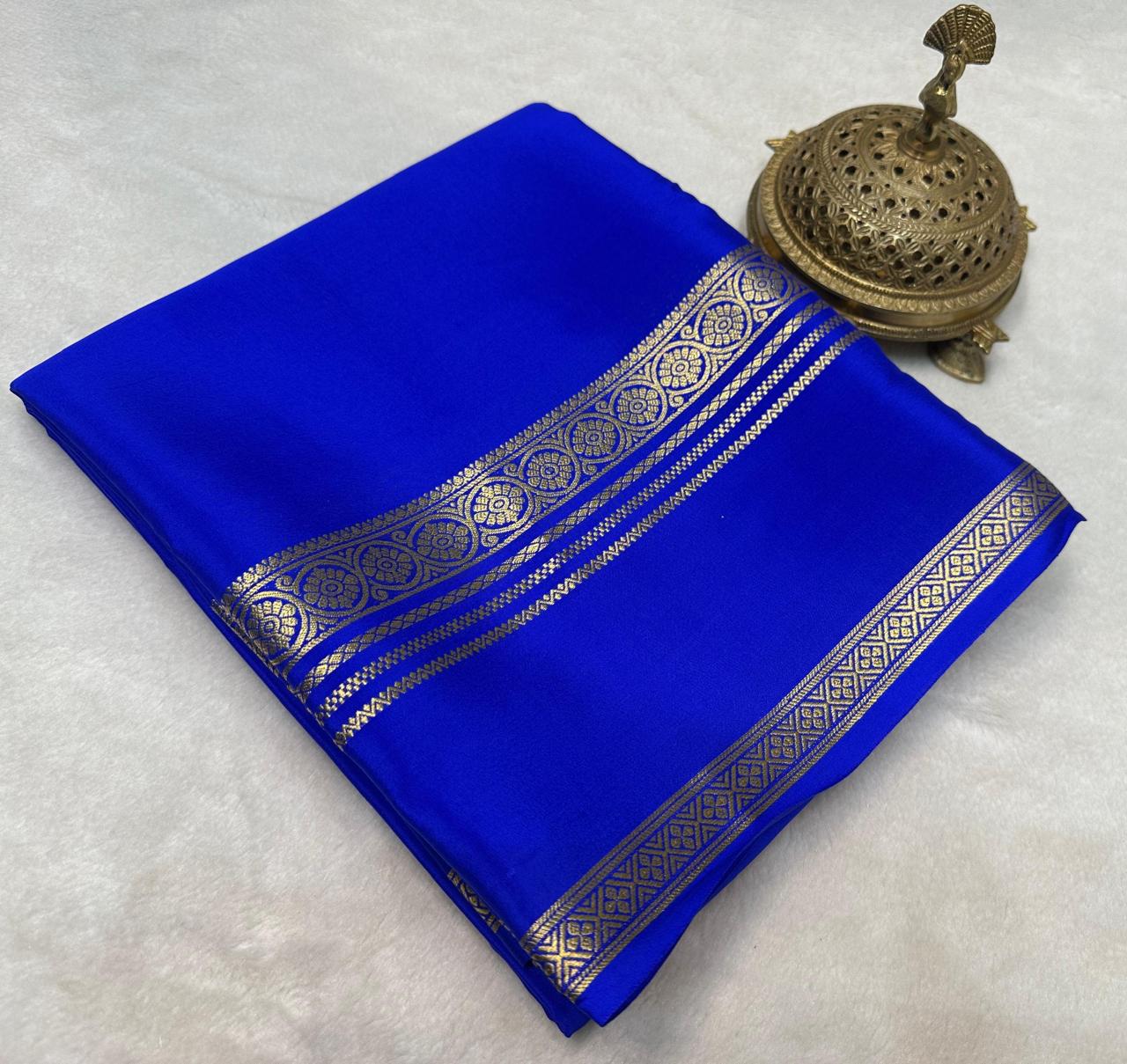 Exclusive Crepe Silk Saree with Elegant Bentex Border in Solid Colours