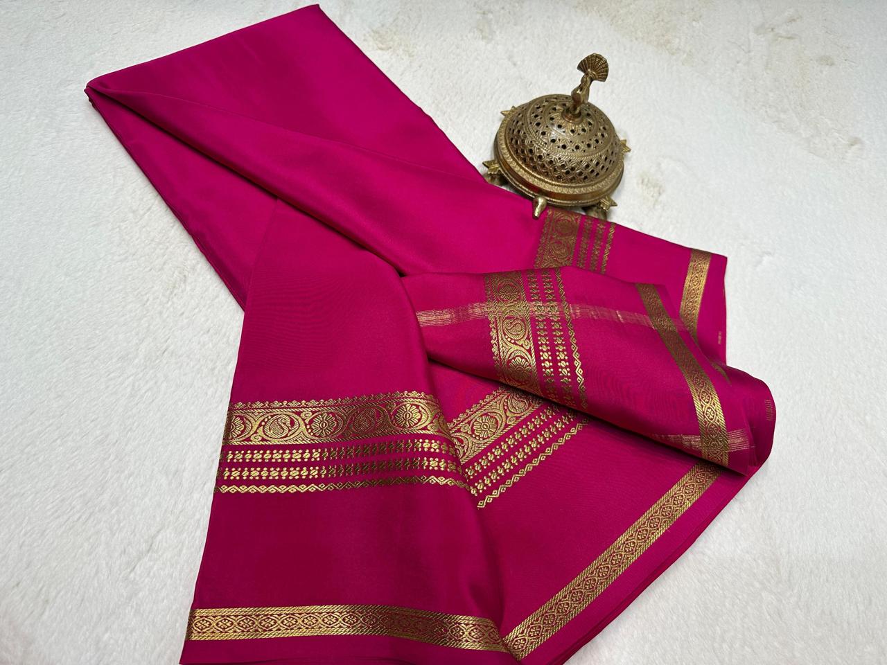 Exclusive Crepe Silk Saree with Elegant Bentex Border in Solid Colours