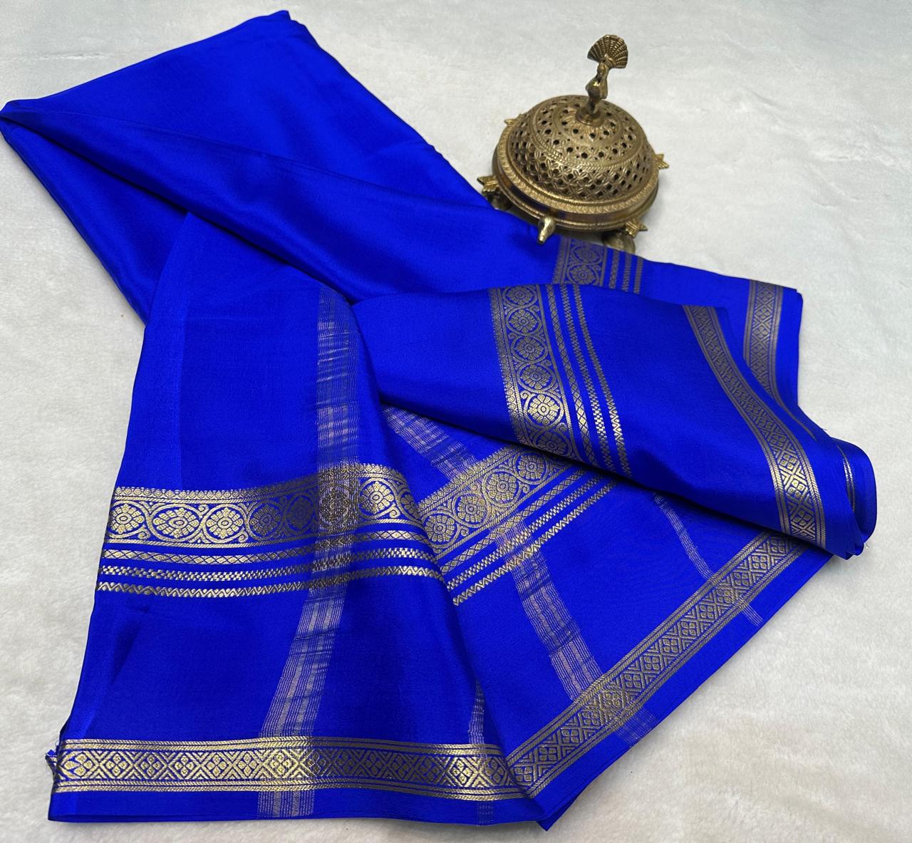 Exclusive Crepe Silk Saree with Elegant Bentex Border in Solid Colours