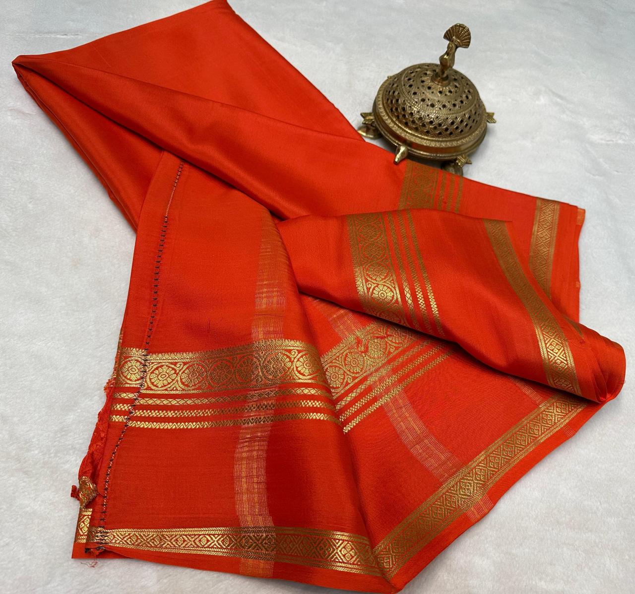 Exclusive Crepe Silk Saree with Elegant Bentex Border in Solid Colours