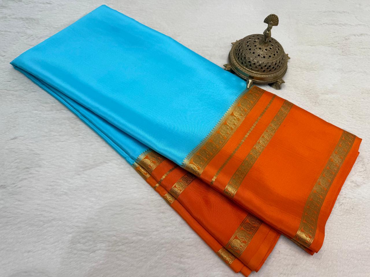 Soft Silk Saree with Traditional Gaj (Elephant) Motif Zari Border