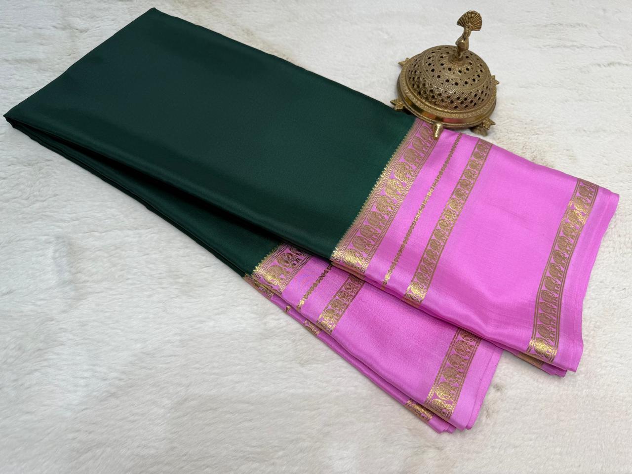 Soft Silk Saree with Traditional Gaj (Elephant) Motif Zari Border