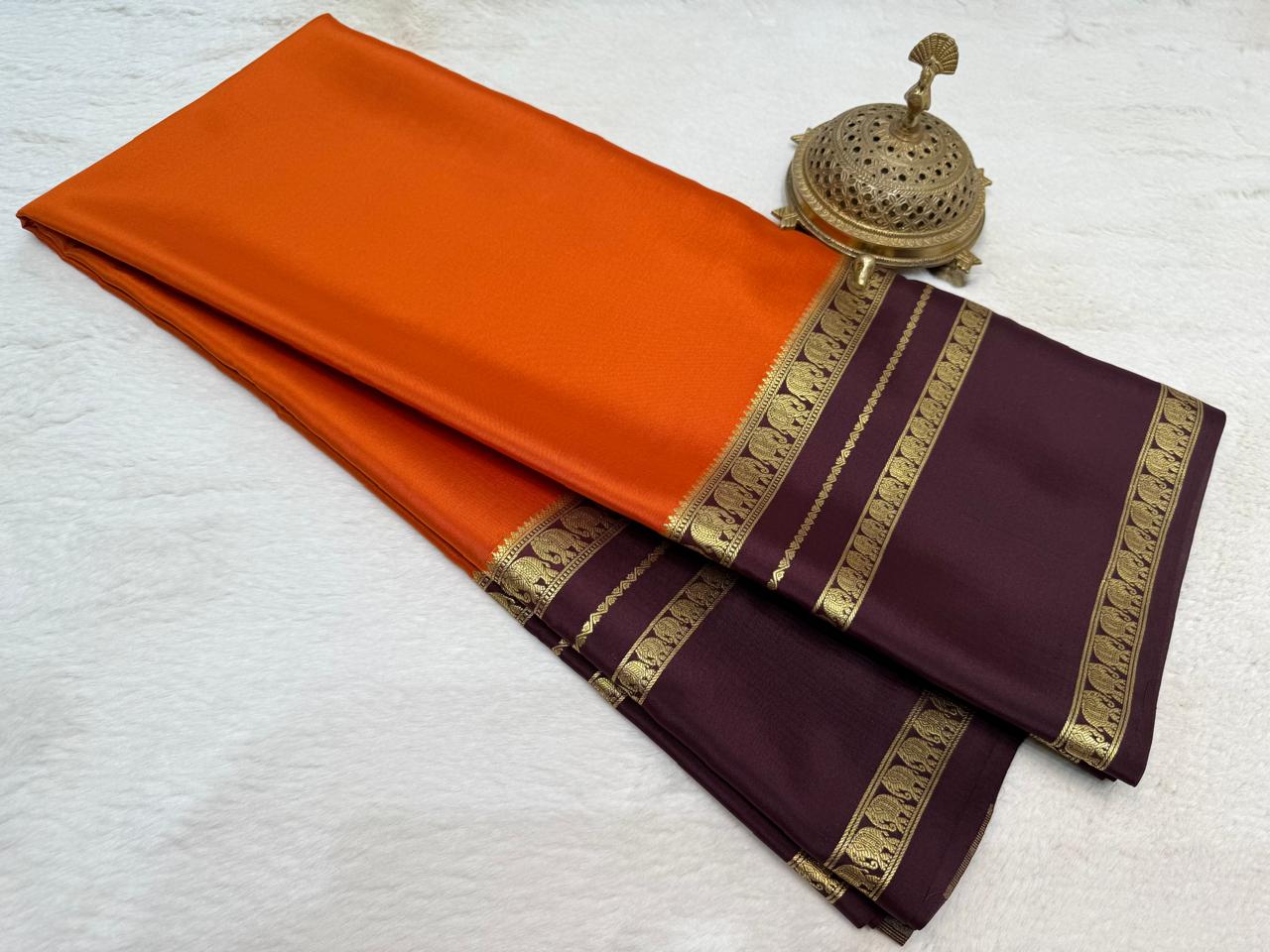 Soft Silk Saree with Traditional Gaj (Elephant) Motif Zari Border