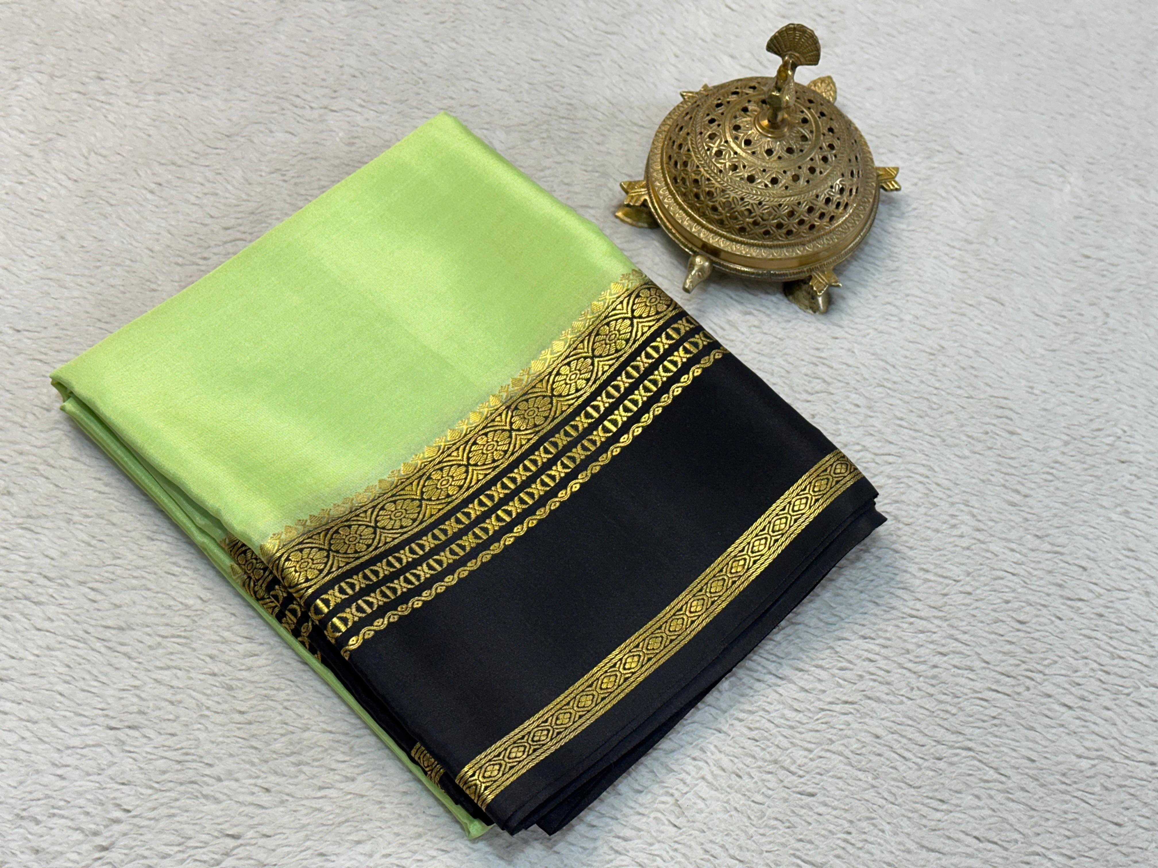 Classic Solid Silk Blend Saree with Rich Traditional Gold  Border