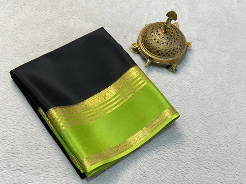 Classic Solid Silk Blend Saree with Rich Traditional Gold  Border