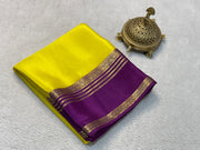 Versatile Solid Silk Blend Saree with Traditional Gold Border for All Occasions