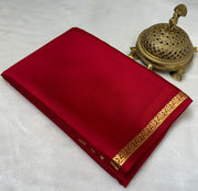 Classic Solid Silk Blend Saree with Elegant Traditional Gold Border