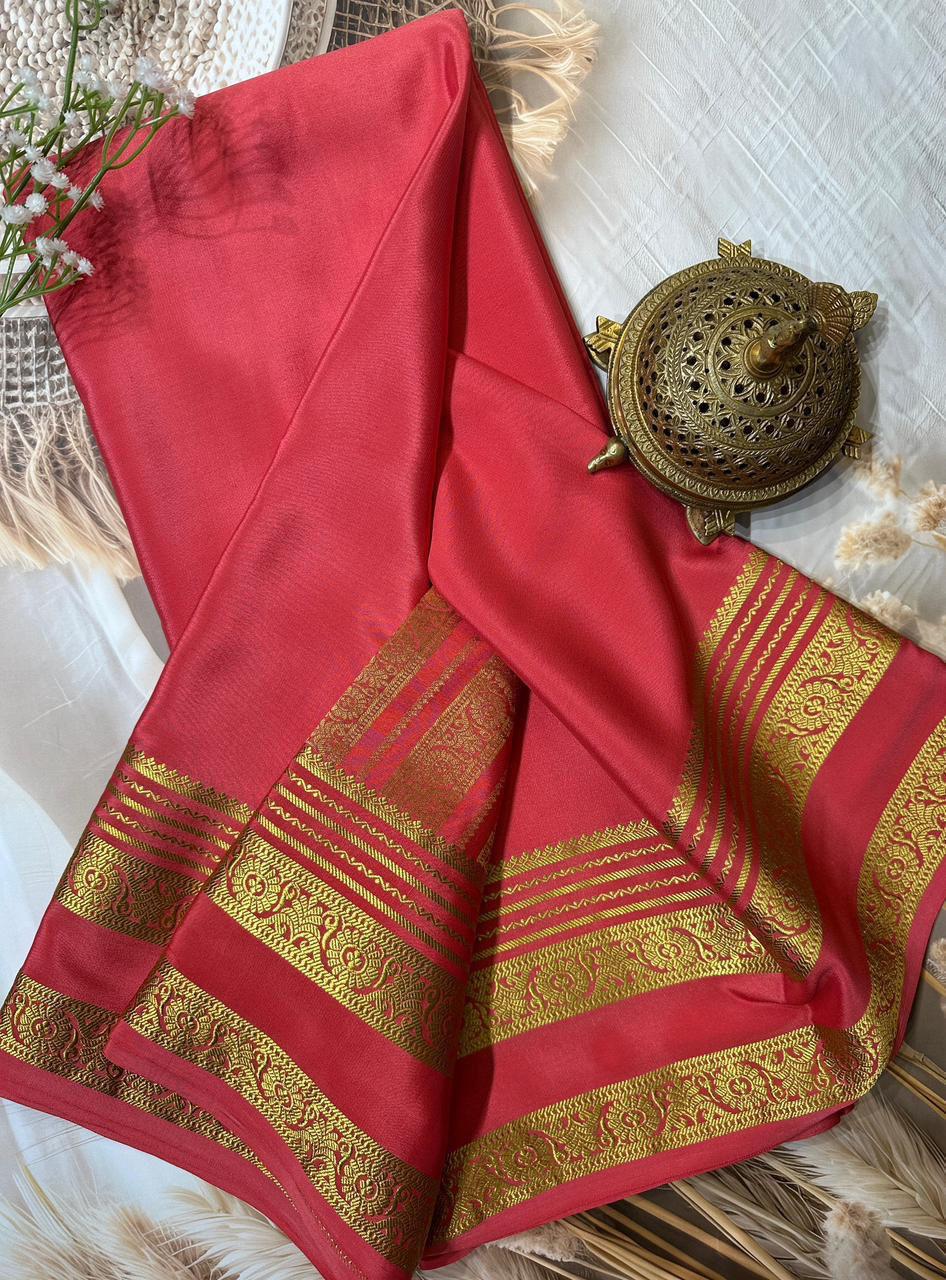 Rich Floral Bentex border with Rich pallu in beautiful solid colours